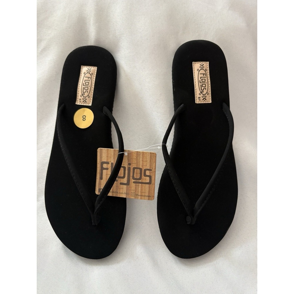 New Womens Flojos Fiesta Black Flip Flops Women's Size 8 Flojos Black Flip Flops
